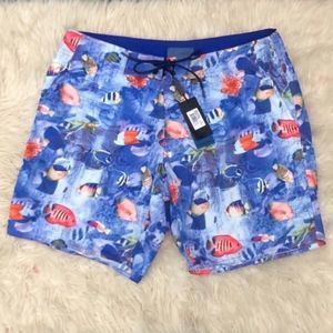 Nautical Fish Print Swim Trunks NEW